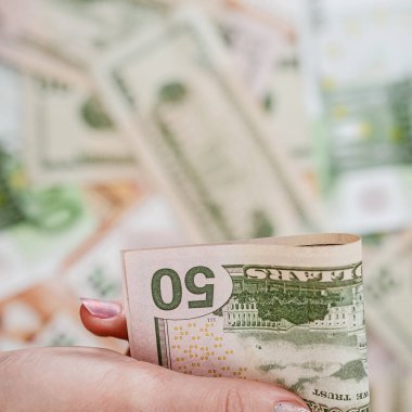 Macro shot 'ı Amerikan doları. ABD enflasyonu, ABD parası