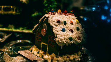 Noel süsleri. Renkli Noel ışıkları arka planı