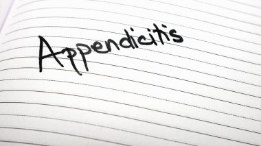 Apandisit, ofis gündeminin sayfasında el yazısı metni. Boşluğu kopyala.