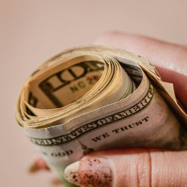 Macro shot 'ı Amerikan doları. ABD enflasyonu, ABD parası