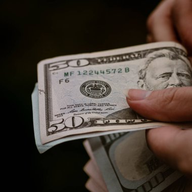 Macro shot 'ı Amerikan doları. ABD enflasyonu, ABD parası