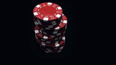 Yüksek bahisli kumarhane oyunları için bir yığın poker fişi.