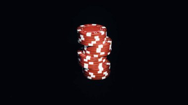 Yüksek bahisli kumarhane oyunları için bir yığın poker fişi.