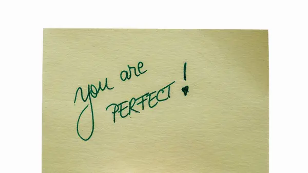 You Perfect Handwriting Text Close Isolated Yellow Paper Copy Space — Stock Photo, Image