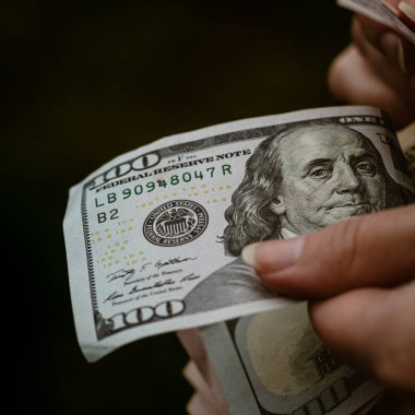 Macro shot 'ı Amerikan doları. ABD enflasyonu, ABD parası