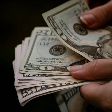 Macro shot 'ı Amerikan doları. ABD enflasyonu, ABD parası