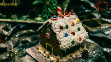 Noel süsleri. Renkli Noel ışıkları arka planı