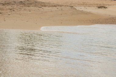 Beyaz kumlu Karayip plajı, derin mavi gökyüzü ve turkuaz su