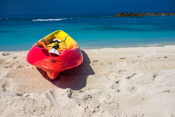 stock image Active rest, sport, kayak. Canoe on a sandy beach