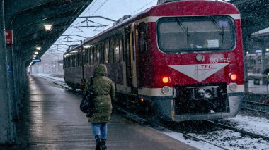 Bükreş Kuzey Tren İstasyonu 'nda Tren (Gara de Nord Bucuresti)