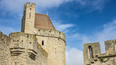 Fransa 'da Carcassonne Kalesi. Etkileyici ortaçağ kalesi.