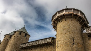 Fransa 'da Carcassonne Kalesi. Etkileyici ortaçağ kalesi.