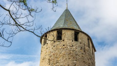 Fransa 'da Carcassonne Kalesi. Etkileyici ortaçağ kalesi.