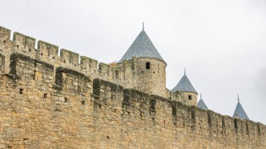 Fransa 'da Carcassonne Kalesi. Etkileyici ortaçağ kalesi.