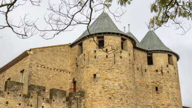 Fransa 'da Carcassonne Kalesi. Etkileyici ortaçağ kalesi.