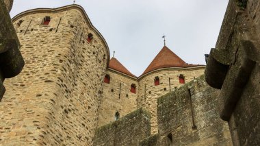 Fransa 'da Carcassonne Kalesi. Etkileyici ortaçağ kalesi.