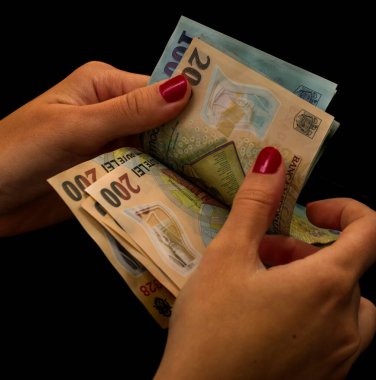 LEI para banknotları, RON 'un detaylı fotoğrafı. Romanya para birimi