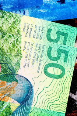 CHF para banknotları, İsviçre frangının detaylı fotoğrafı. İsviçre Frangı