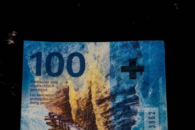 CHF para banknotları, İsviçre frangının detaylı fotoğrafı. İsviçre Frangı