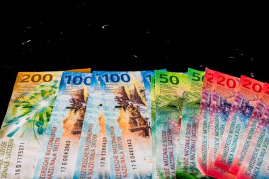 CHF para banknotları, İsviçre frangının detaylı fotoğrafı. İsviçre Frangı