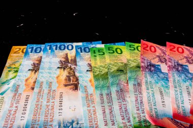 CHF para banknotları, İsviçre frangının detaylı fotoğrafı. İsviçre Frangı