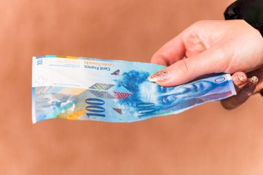 CHF para banknotları, İsviçre frangının detaylı fotoğrafı. İsviçre Frangı