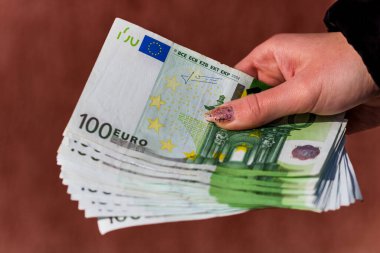 EURO para banknotları, EUR 'un detaylı fotoğrafı. Avrupa Birliği para birimi