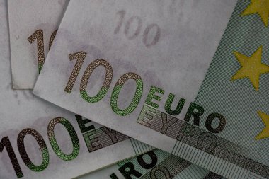 EURO para banknotları, EUR 'un detaylı fotoğrafı. Avrupa Birliği para birimi