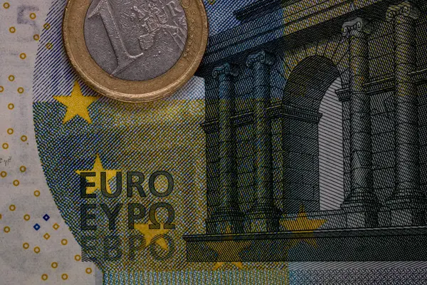 Bancnote Euro Fotografie Detaliată Eur Moneda Uniunii Europene Imagine de stoc