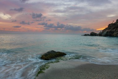 Saint Barthelemy 'deki huzurlu plaj (St. Barts, St. Barth, St. Barth)