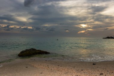 Saint Barthelemy 'deki huzurlu plaj (St. Barts, St. Barth, St. Barth)