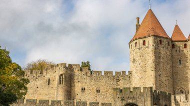 Fransa 'da Carcassonne Kalesi. Etkileyici ortaçağ kalesi.