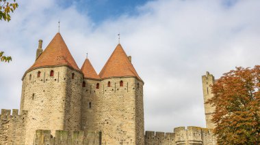 Fransa 'da Carcassonne Kalesi. Etkileyici ortaçağ kalesi.