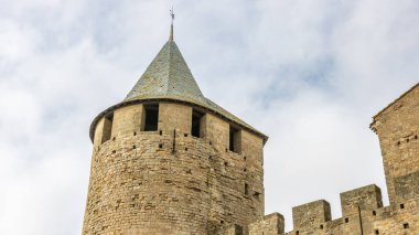 Fransa 'da Carcassonne Kalesi. Etkileyici ortaçağ kalesi.