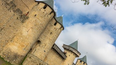 Fransa 'da Carcassonne Kalesi. Etkileyici ortaçağ kalesi.