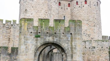 Fransa 'da Carcassonne Kalesi. Etkileyici ortaçağ kalesi.