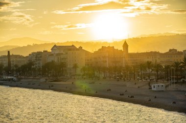 Nice, Fransa, Cote d 'Azur, Fransız Rivierası' nın panoramik manzarası