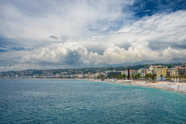 Nice, Fransa, Cote d 'Azur, Fransız Rivierası' nın panoramik manzarası