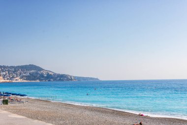 Fransa, Nice 'deki kumsal manzarası, Promenade des Anglais yakınlarında.