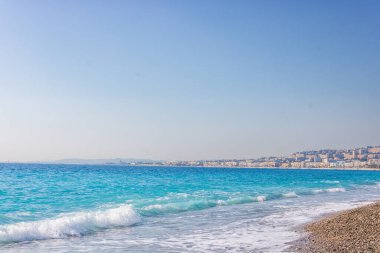 Fransa, Nice 'deki kumsal manzarası, Promenade des Anglais yakınlarında.