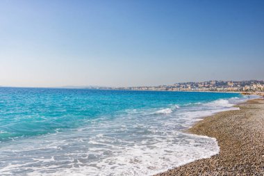 View of the beach in Nice, France, near the Promenade des Anglais clipart