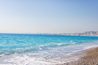 Fransa, Nice 'deki kumsal manzarası, Promenade des Anglais yakınlarında.