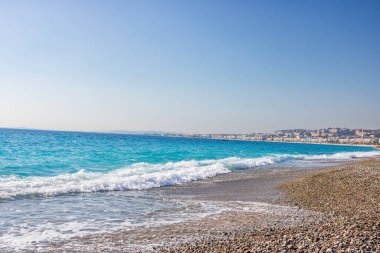 Fransa, Nice 'deki kumsal manzarası, Promenade des Anglais yakınlarında.