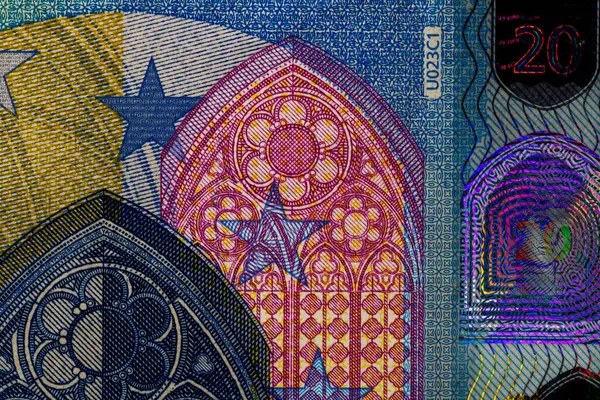 EURO para banknotları, EUR 'un detaylı fotoğrafı. Avrupa Birliği para birimi