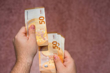 EURO para banknotları, EUR 'un detaylı fotoğrafı. Avrupa Birliği para birimi