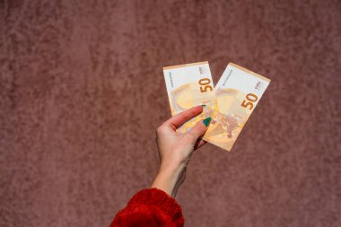 EURO para banknotları, EUR 'un detaylı fotoğrafı. Avrupa Birliği para birimi