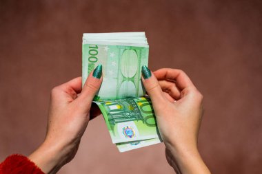 EURO para banknotları, EUR 'un detaylı fotoğrafı. Avrupa Birliği para birimi