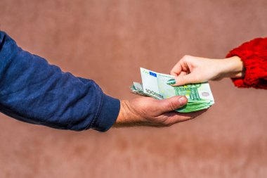 EURO para banknotları, EUR 'un detaylı fotoğrafı. Avrupa Birliği para birimi