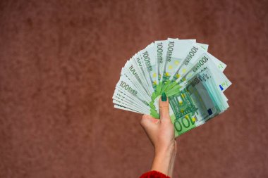 EURO para banknotları, EUR 'un detaylı fotoğrafı. Avrupa Birliği para birimi