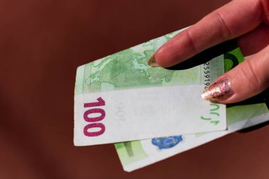 EURO para banknotları, EUR 'un detaylı fotoğrafı. Avrupa Birliği para birimi